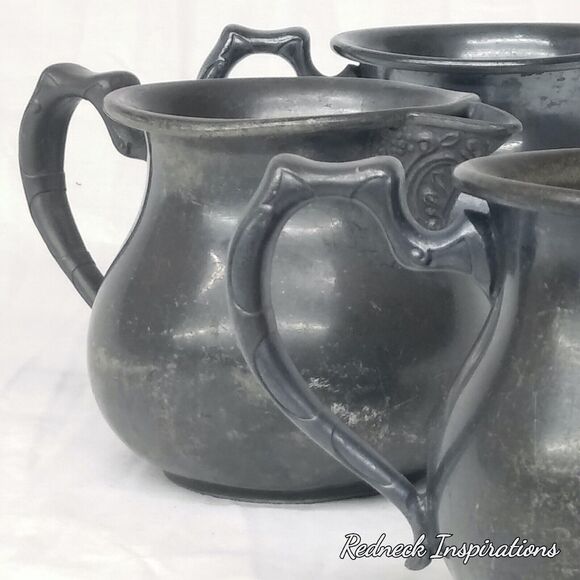 SILVER CO. CREAMER & SUGAR CUP PATTERN #605 - 3 PIECE VINTAGE NEW AMSTERDAM - Picture 11 of 12